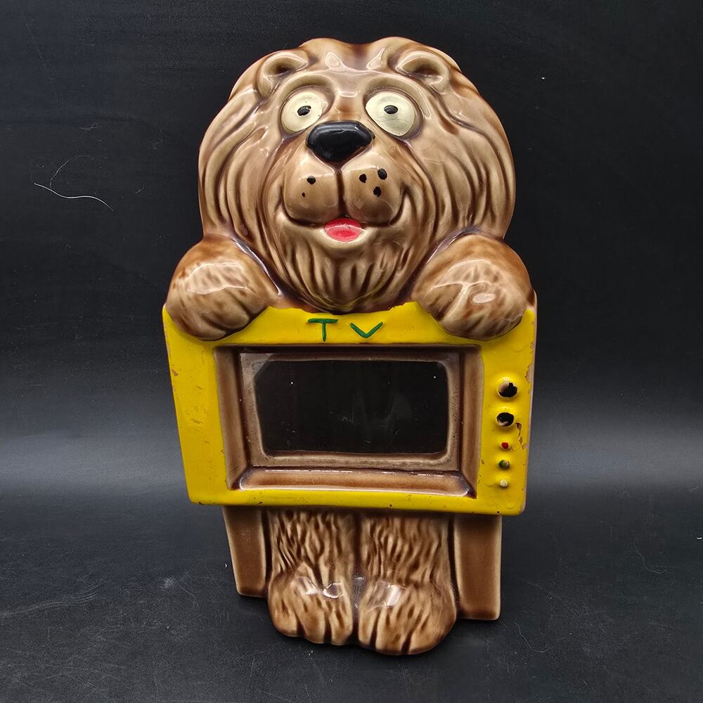 McCoy Pottery Lion with TV Bank Piggy Bank Vintage USA Ceramic
